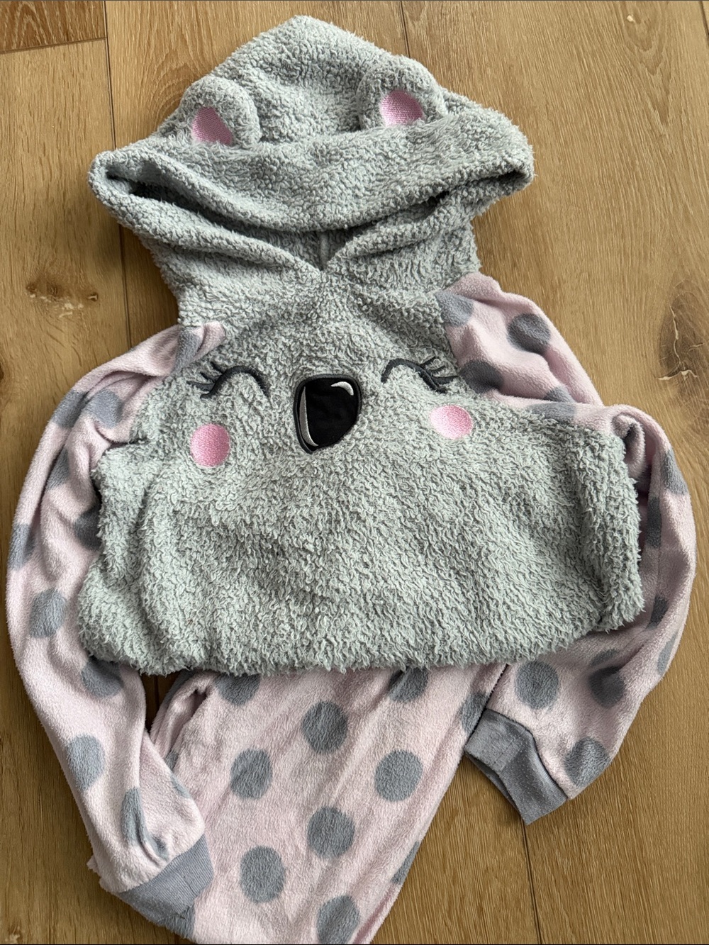 Cuddl Duds Gray & Pink Koala Hooded Pajama Set